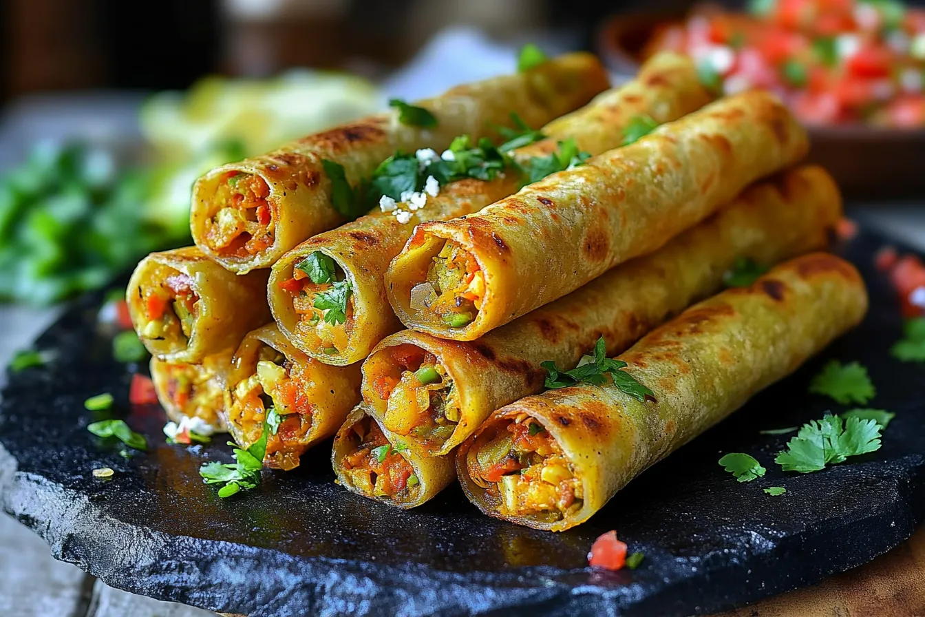 Crispy Vegan Taquitos with Spiced Beans