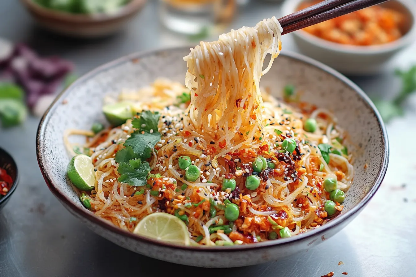 Vermicelli Rice Noodle Salad with Tamari Maple and Lime Dressing