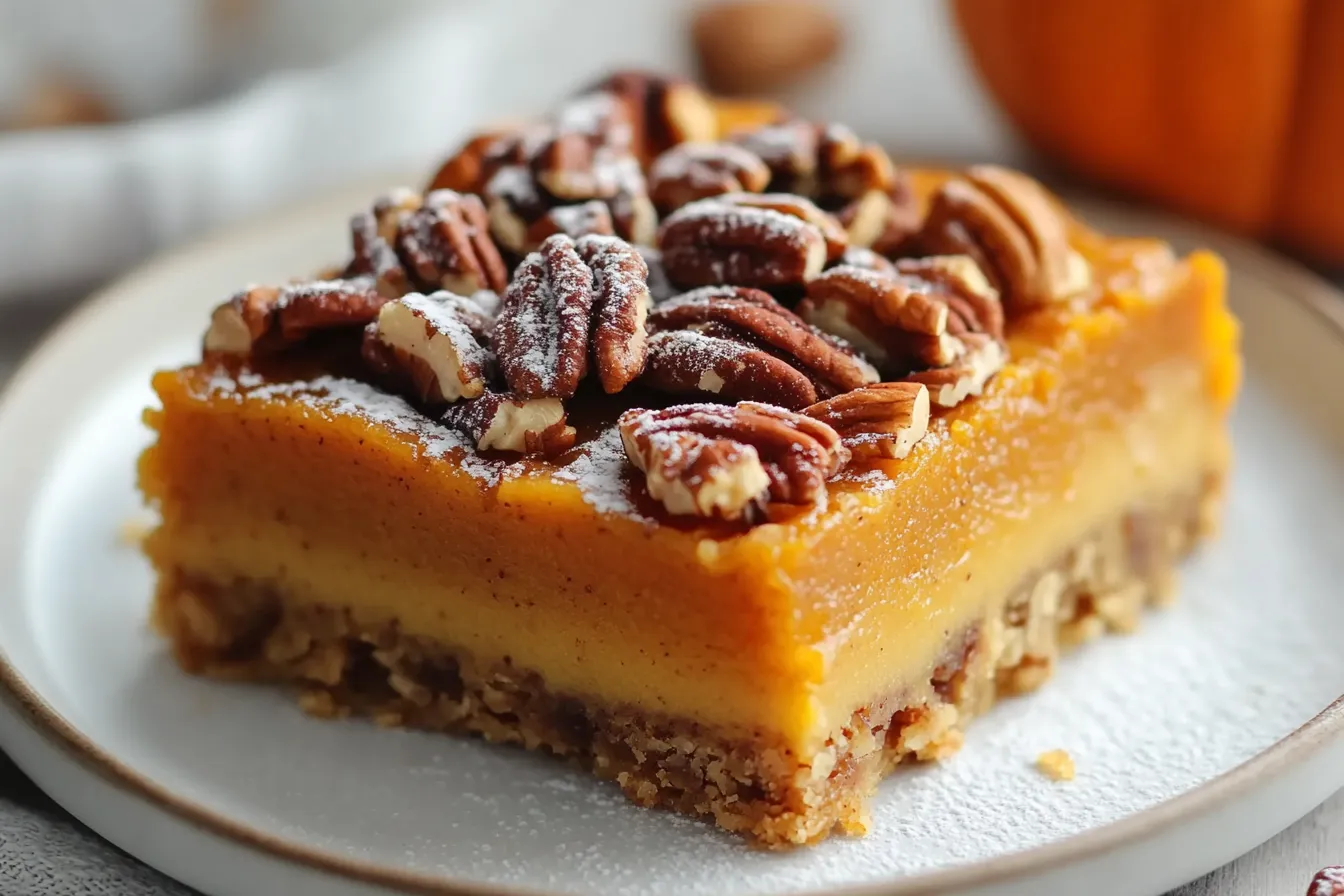 Pumpkin Pecan Custard Pie Bars