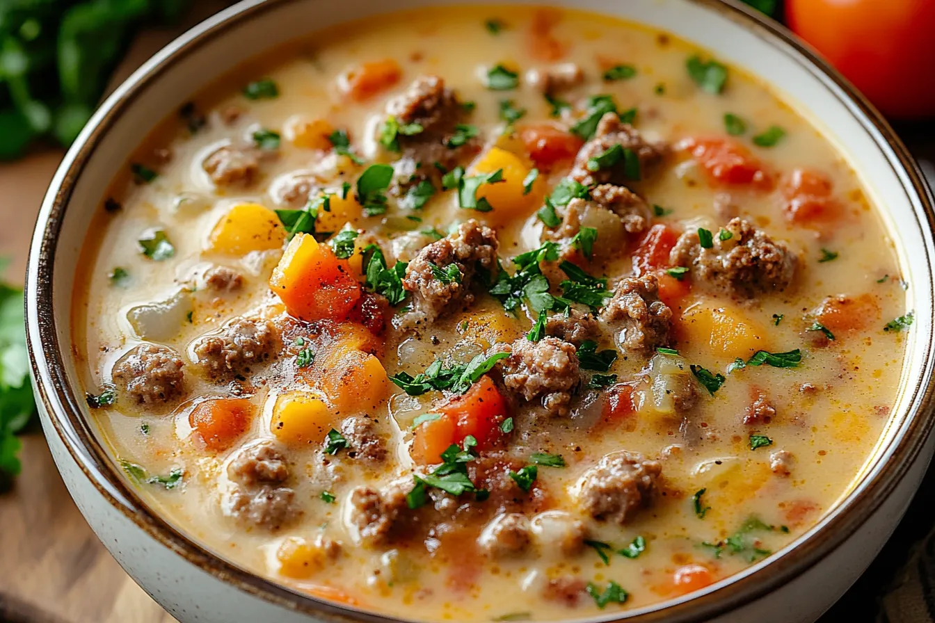 Easy Cheeseburger Soup Recipe 