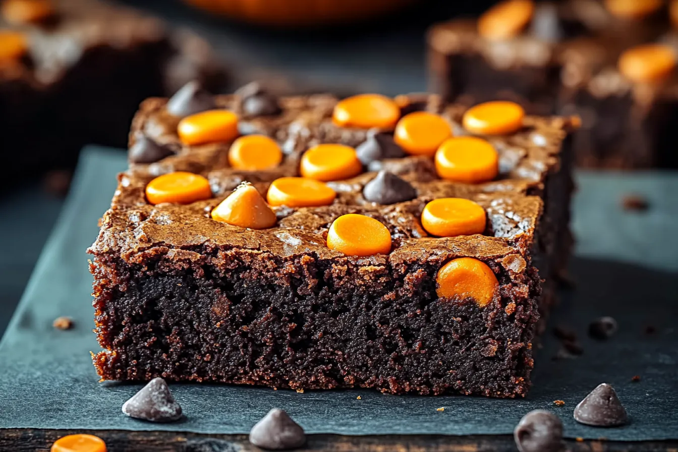 Easy Halloween Pumpkin Brownies