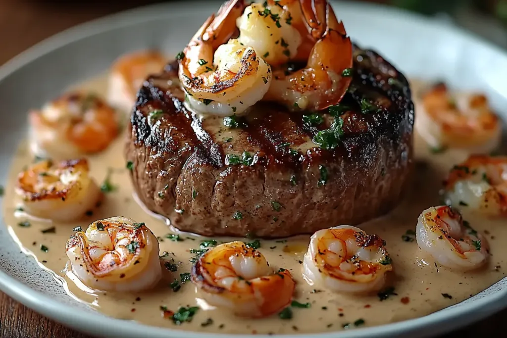 Decadent Filet Mignon with Shrimp and Lobster Cream Sauce