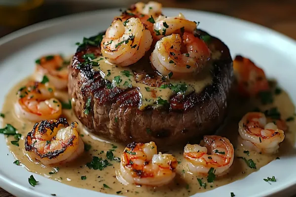 Decadent Filet Mignon with Shrimp and Lobster Cream Sauce